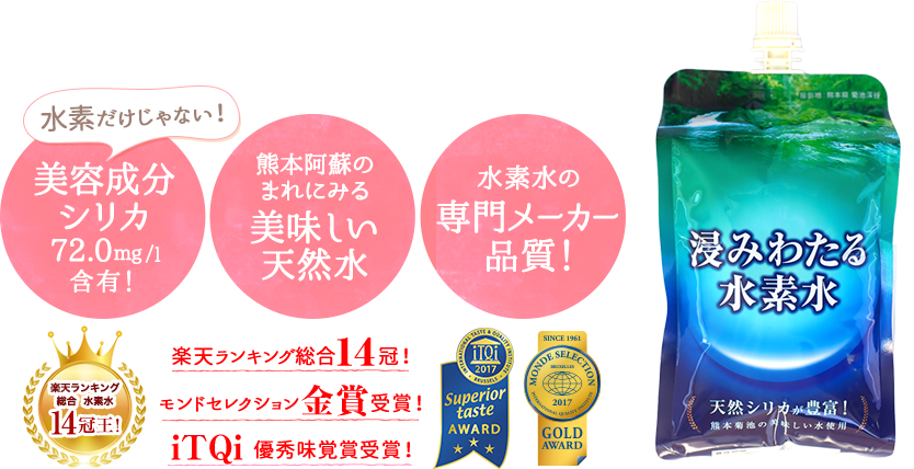美容成分シリカ、熊本阿蘇の天然水、水素水の専門メーカー品質